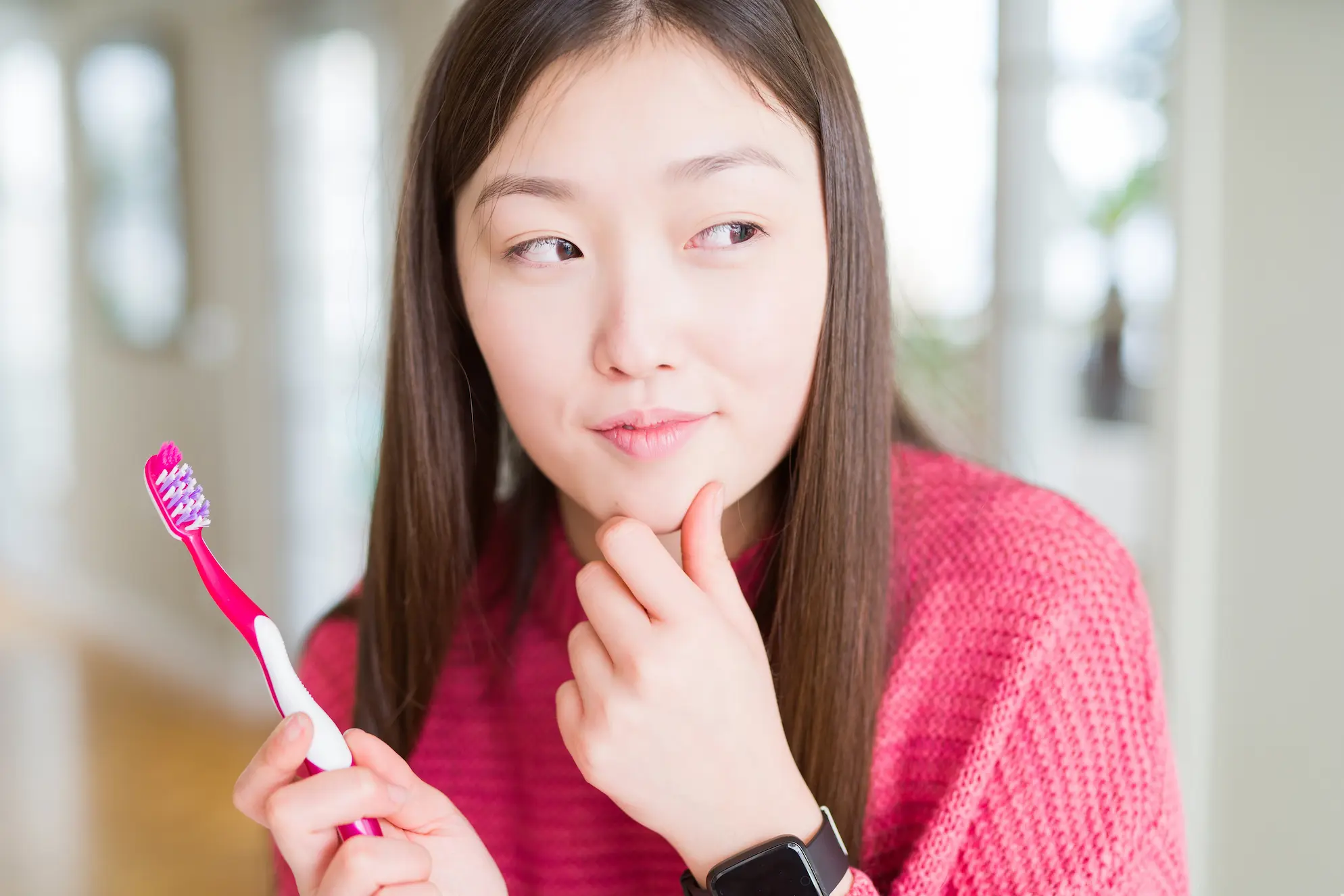 chinese girl with a toothbrush